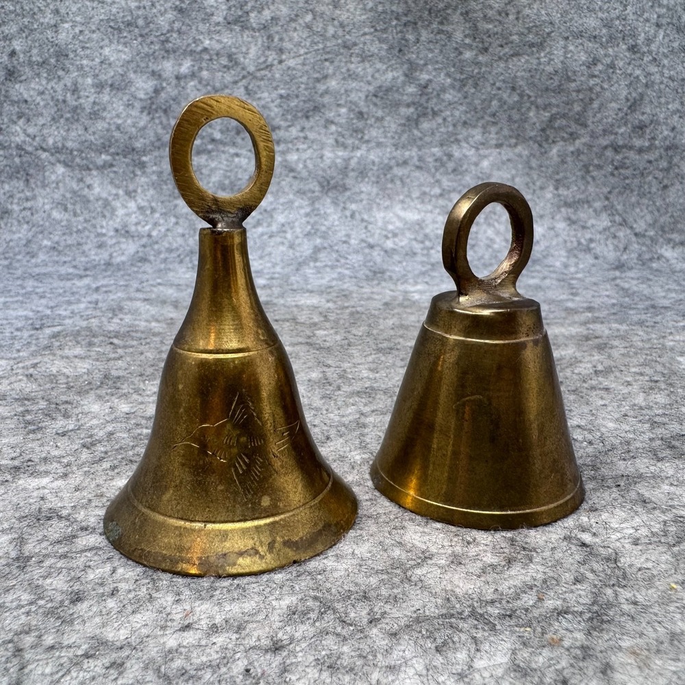 VINTAGE BRASS Bell Lot Hummingbird India Miniature 3"